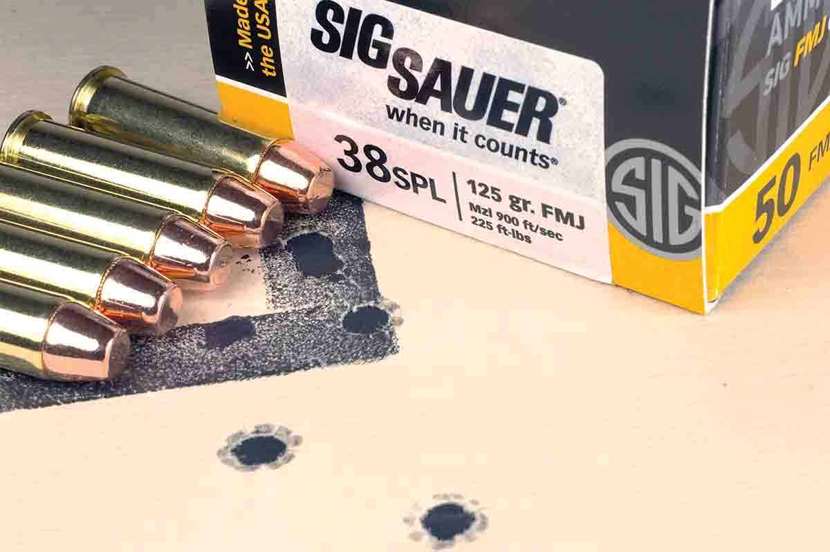 SIG Sauer Elite Performance .38 Special cartridges loaded with 125-grain FMJ bullets also shot well.